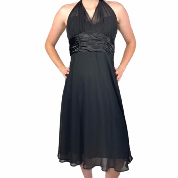 Connect A-Line Halter Black Short Chiffon Dress - Picture 1 of 11